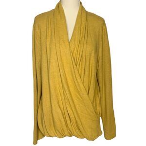 PHILOSOPHY mustard yellow faux wrap blouse size M